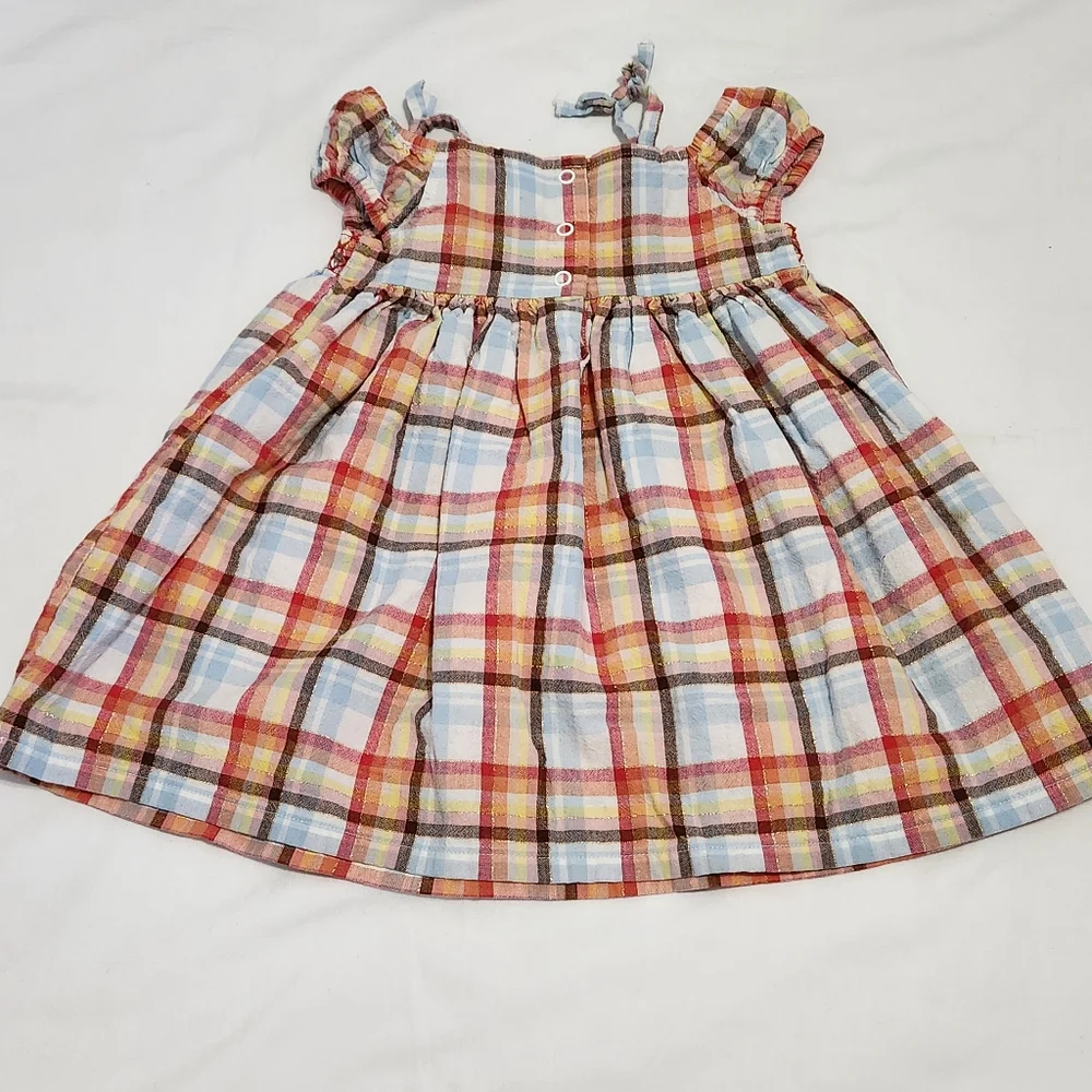 Gymboree Y2k Island Getaway Plaid Embroidered Flowers Smocked Dress 18-24 Months